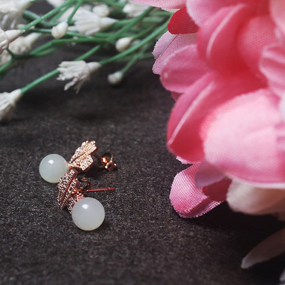 Premium Chuncheon Jade / Mini Cubic Bridge Jade Earrings