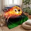 Flaming Soccer Ball Into Goal Theme Blanket Lightweight Warm Flannel Blanket Decorative Throw Blanket for Home Decoration