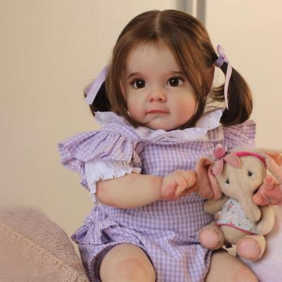 24'' 60 cm Reborn Babypuppe Maggi, weicher Stoffkörper, Neugeborenenpuppe mit 3D-bemalter Haut, Kleinkind-Mädchen-Babypuppe, Kind, Schlafenszeit, einsamer älterer Mann, Spielkamerad, Spielzeug
