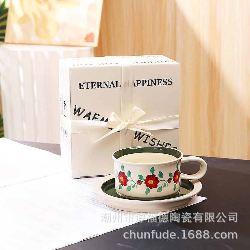 

Premium French Medieval Coffee Cup And Saucer Set For Gifts, High-Value Ceramic Mugs, Hand-Painted Afternoon Tea Accompaniment 1 cup & saucer gift box set (see details)
