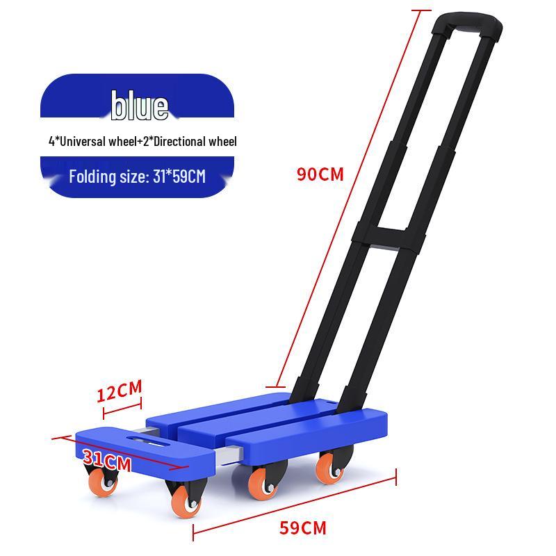 Chariot plat pliable compact à six roues pour le transport silencieux de marchandises