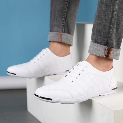 Sapatos Baixos de Borracha Vintage Primavera/Outono Sapatos Esportivos Casuais Masculinos Couro Preto Bico Redondo Respirável Tamanho Grande Sapatos Masculinos Sapatos Confortáveis