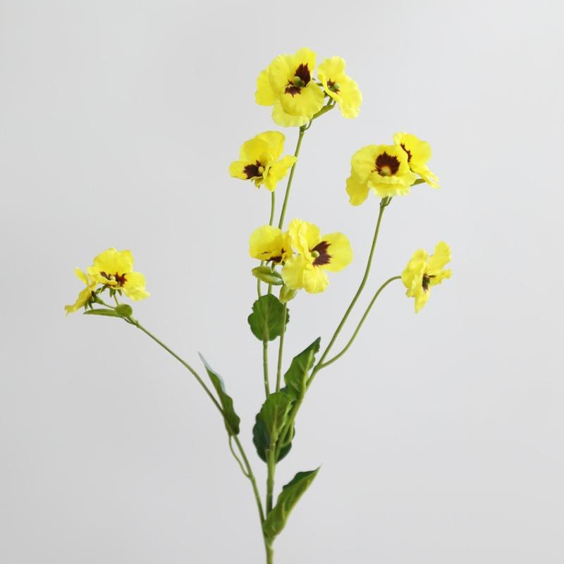 5 Stück Seiden-Weiße Stiefmütterchen Schmetterlingsblume Simulation Grüne Pflanze Restaurant Dekoration Kunstblumen Künstlicher Stiefmütterchen Zweig