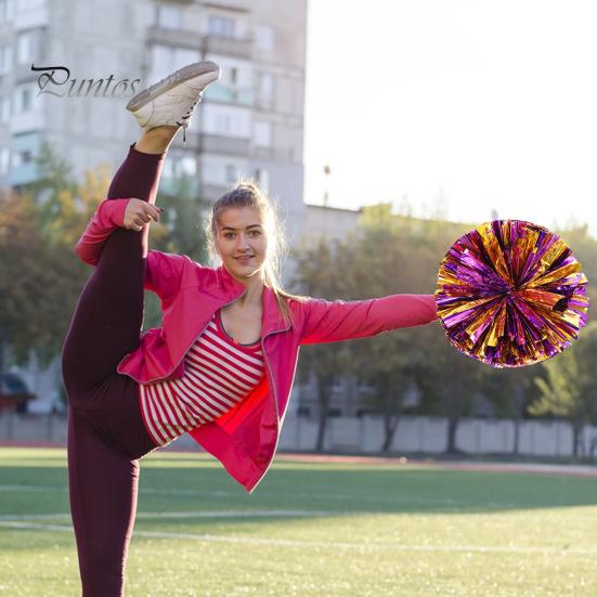 Cheerleading Bouquet Metallic Foil Hand Flowers Kids Teens Sports Team Ball Game Cheerleader Streamers Pom Poms