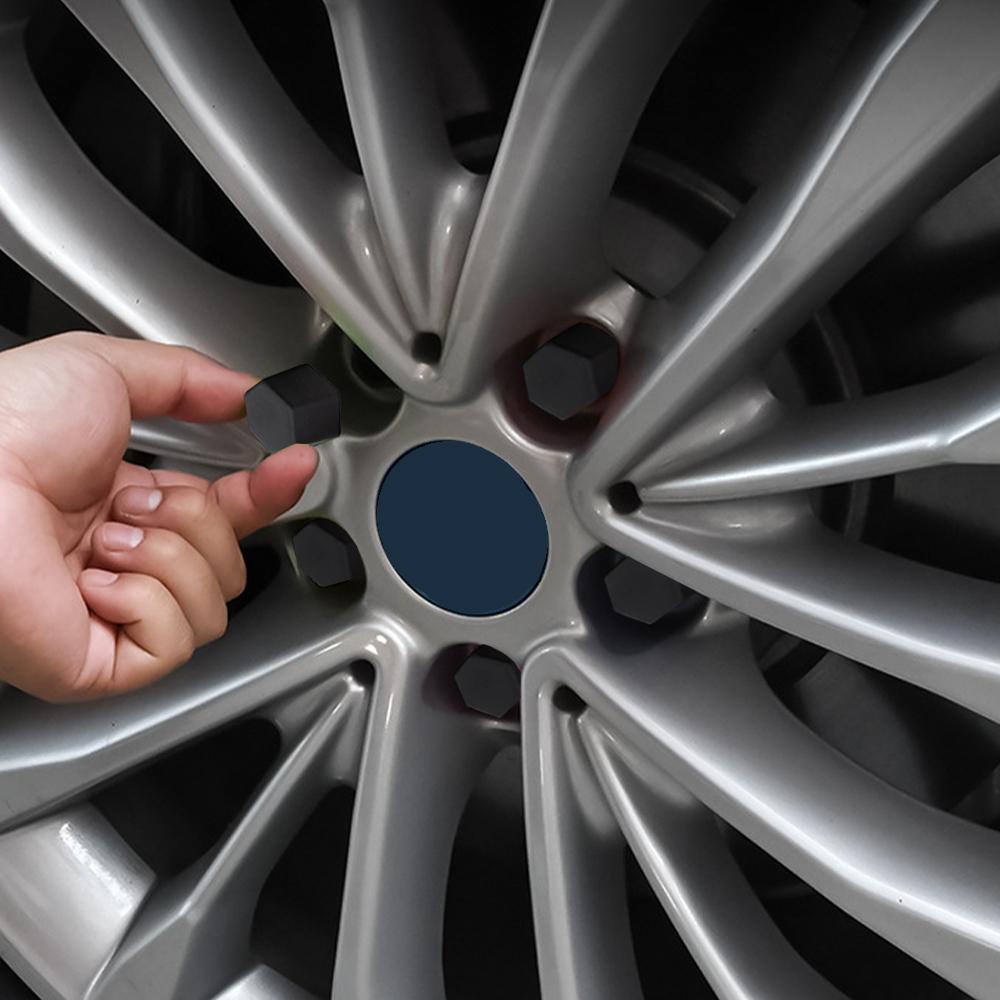 New 20pcs 17/19/21mm Silicone Car Wheel Hub Screw Nut Decoration Cap Cover Black Auto Accessories Styling Protective Bolt
