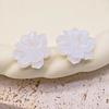 New Flower Hanging Earrings White Enamel Floral Acrylic Petals Crystal Imitation Pearl Dangle Earrings for Women brincos