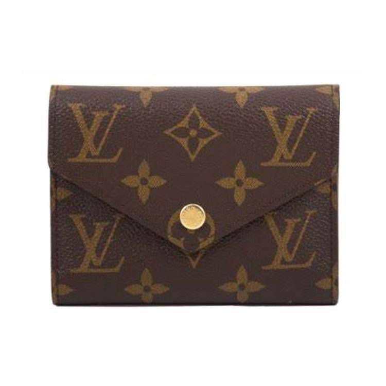 Louis Vuitton Victorine Logo Print Zapínanie na patent Victoria Potiahnuté plátno a kožená peňaženka Dámska peňaženka Fuchsiová M41938