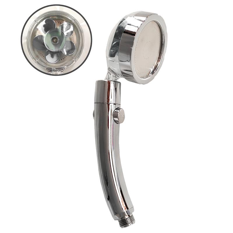 

Турбо-пропеллерная насадка для душа под давлением Массажный спа-душ с высоким давлением Тропический душ с одной кнопкой остановки Распылительная насадка Аксессуары для ванной комнаты серебряный