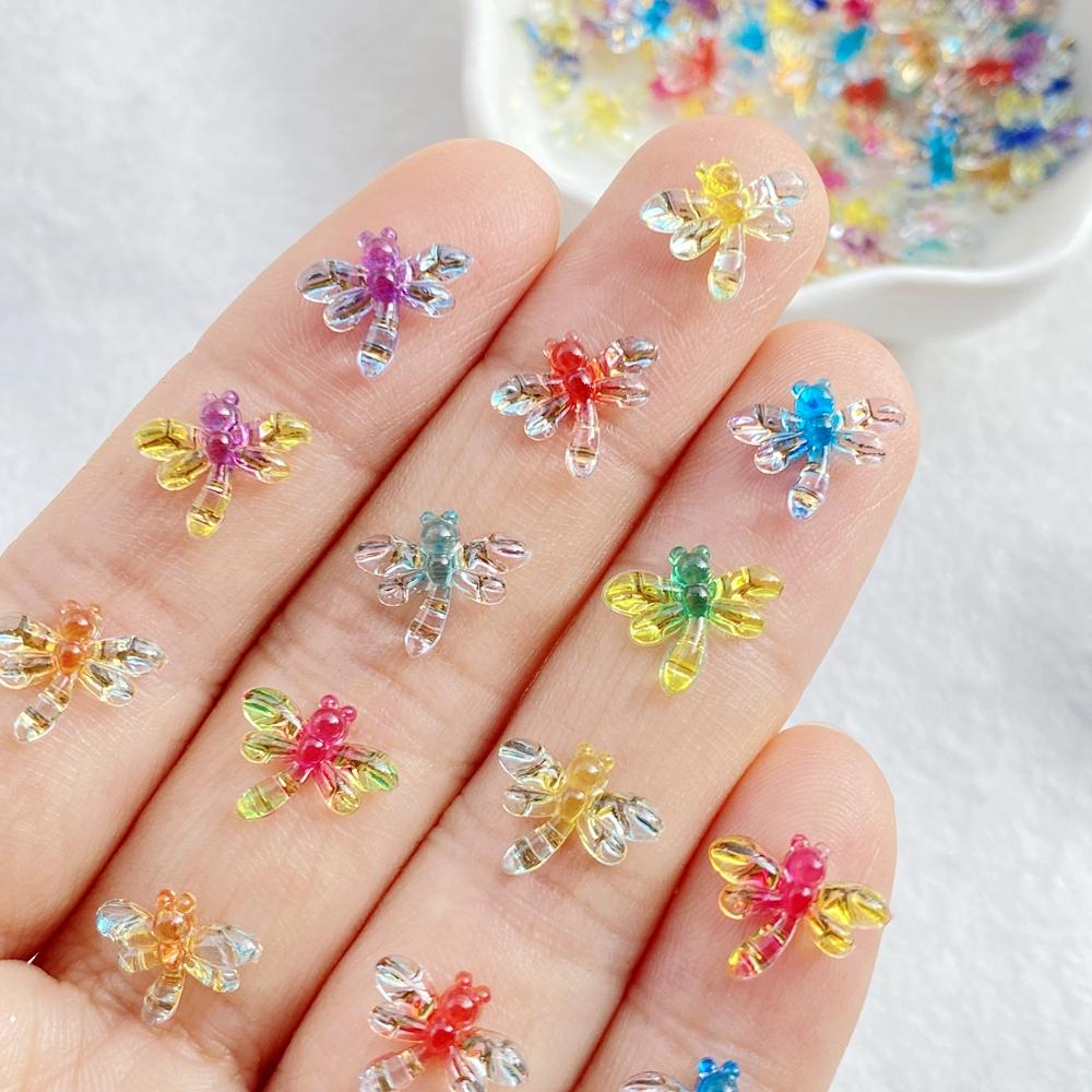50Pcs Cute Mini Cartoon Colorful Butterflies Flat Back Rhinestone Bead Scrapbook DIY Manicures Appliques Accessories Crafts