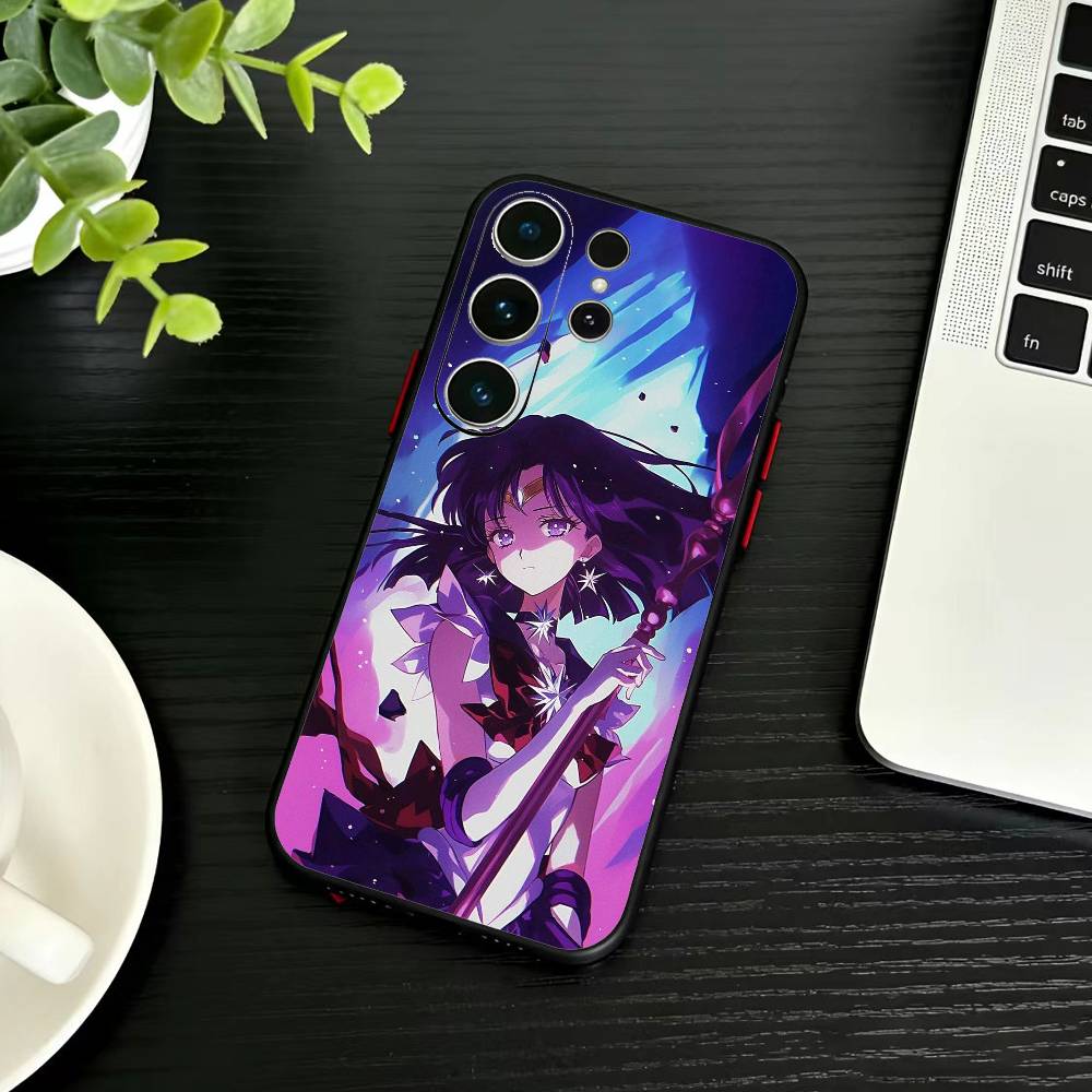 Cartoon E-Sailor M-Moons Phone Case For Samsung S26,S25,S24,S23,S22,S21,S20,Ultra,Plus,FE Black Soft Cover
