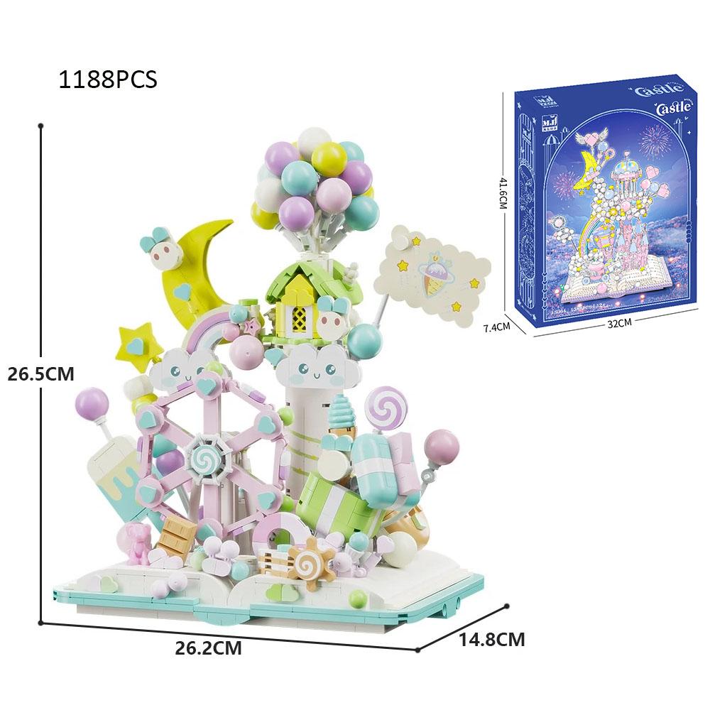 1388Pcs Pink Fantasy Castle Model Construction Blocks Set Diy Castle In The Sky Princess Palace Blocks Toys For Girl Birthday  Gifts