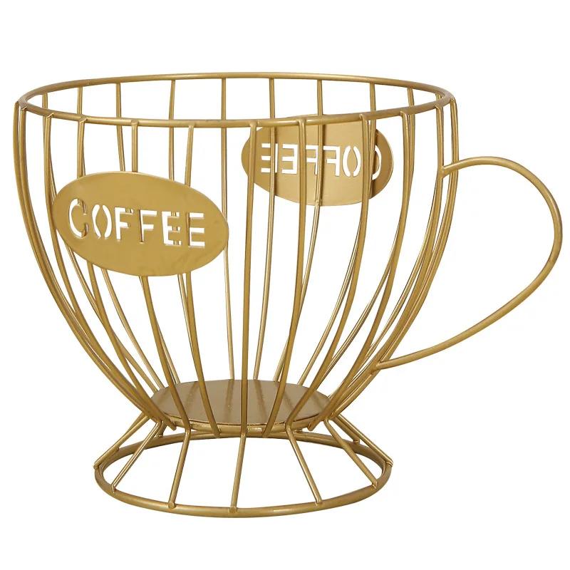 

Металлический держатель для кофейных капсул, стойка для демонстрации, органайзер для кофейных капсул, большая емкость, витрина для кофейного бара, кухонные принадлежности для хранения золотой