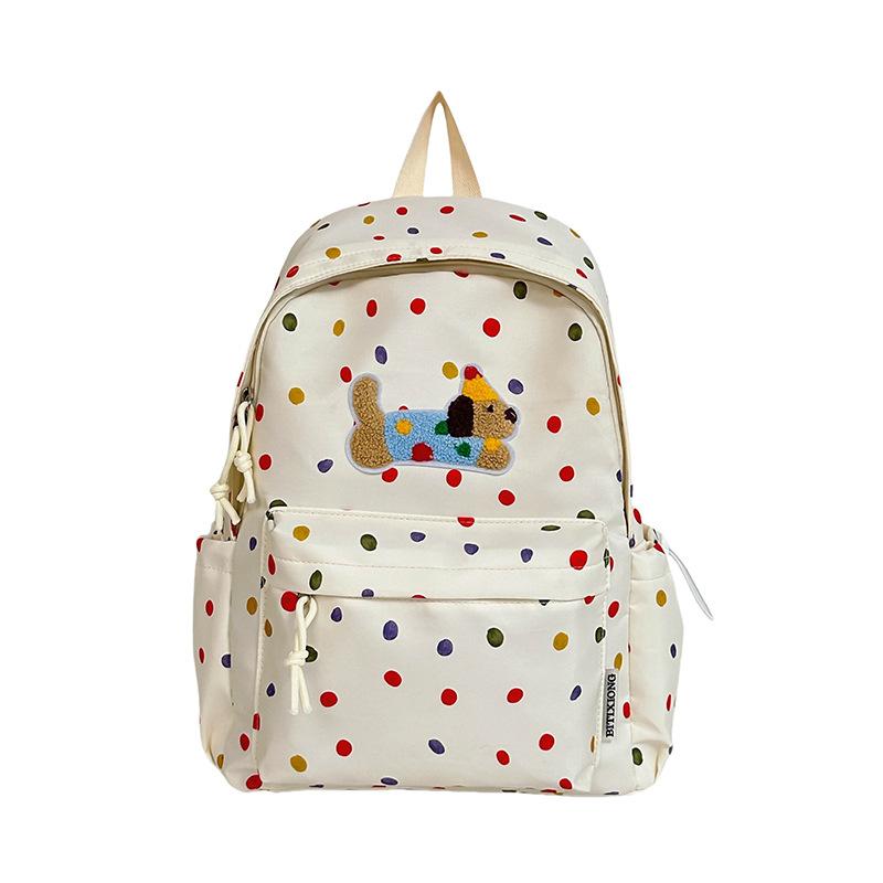 

School bag for junior high school students, large capacity, lightweight and cute printed backpack, high school students and elementary school students білий