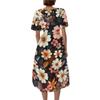 Women V Neck Short Sleeve Casual Dress Floral Print Vintage Style Midi Dress Lightweight Summer Dress for Daily Wear