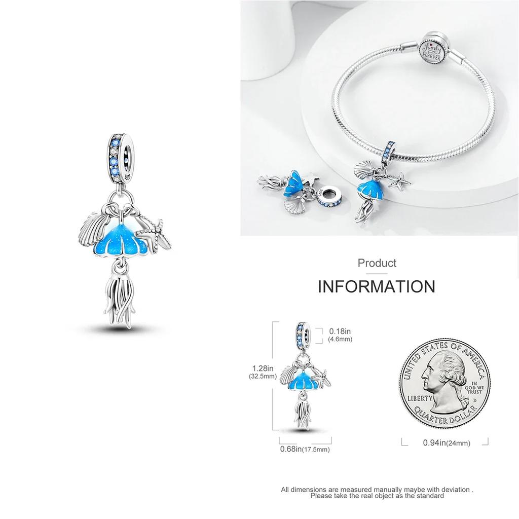 Colorful Copper Blue Glow-In-The-Dark Murano Princess Glass Beads Fits Original Bracelet Jewelry Set Accessories