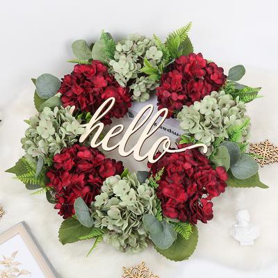 Spring Wreath Summer Wreath Green Hydrangea Wreath Front Door Wreath Handmade Hello Wreath For Home Wedding Door Party Decorations