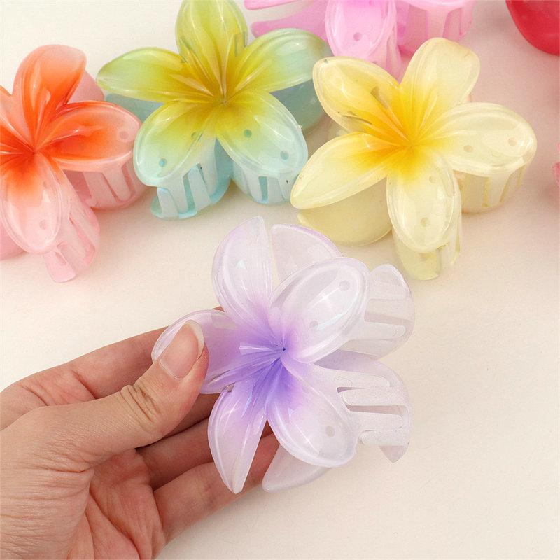 

Plumeria Rubra Летняя Романтичная Женская Цветочная Голова Updo Заколки Спина Стиль Волосы Коготь Аксессуары для волос