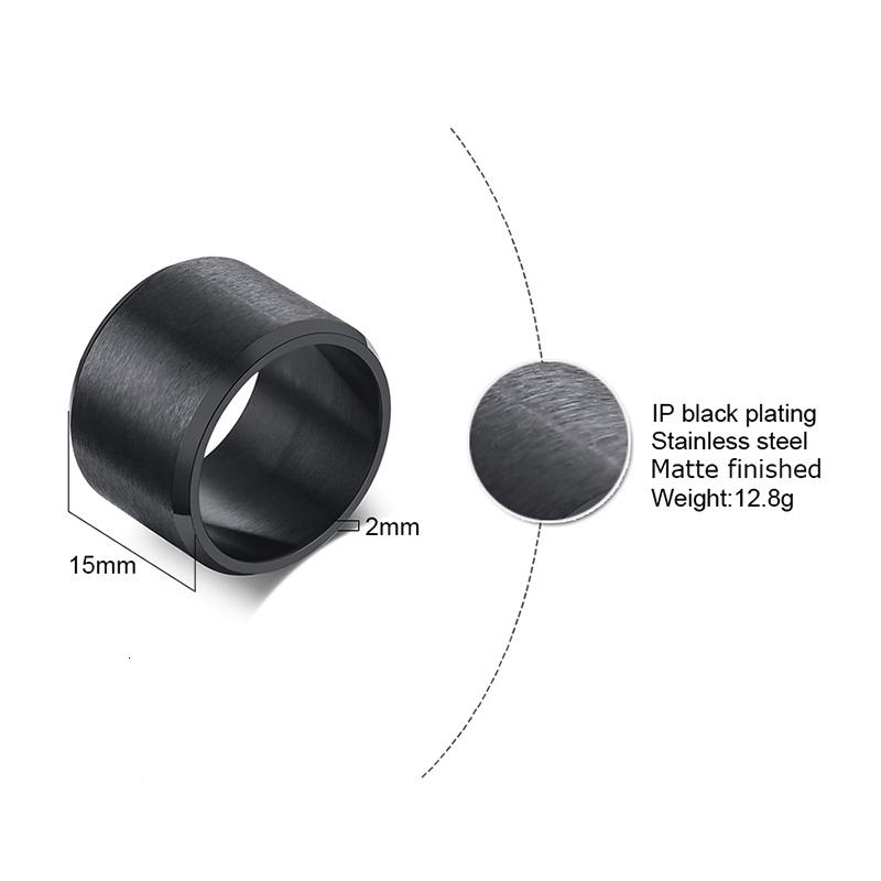 Ikuinen 15mm Chunky Men Band Black Stainless Steel Wide Bulky Man's Ring Punk Male Alliance Anel