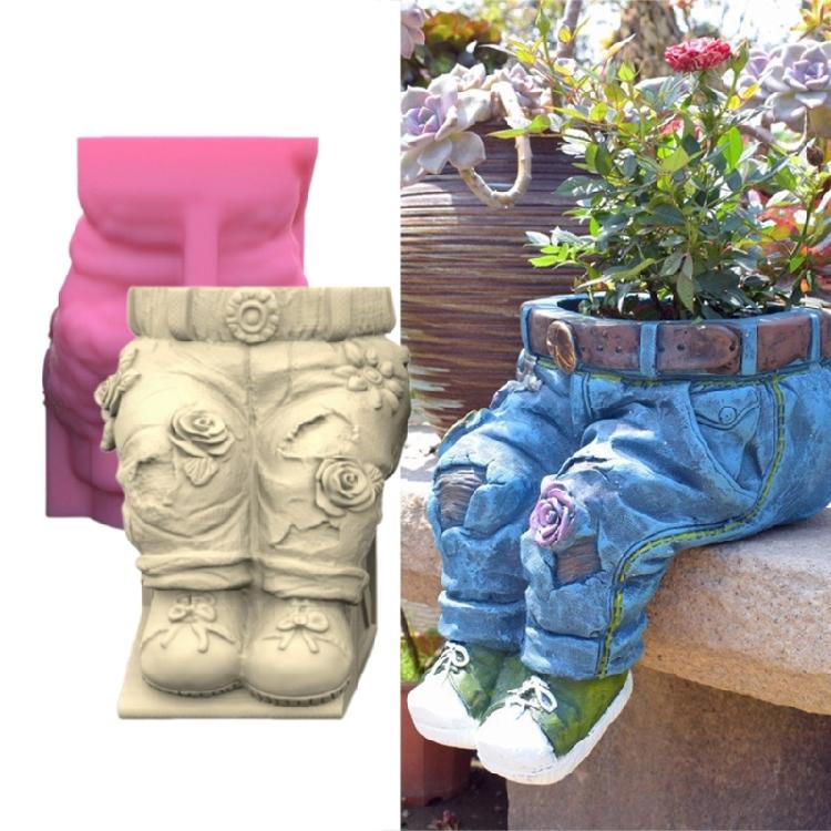 Flower Pots Silicone Mold Pants Shaped Vase Candle Pen Holder Mould Decorations