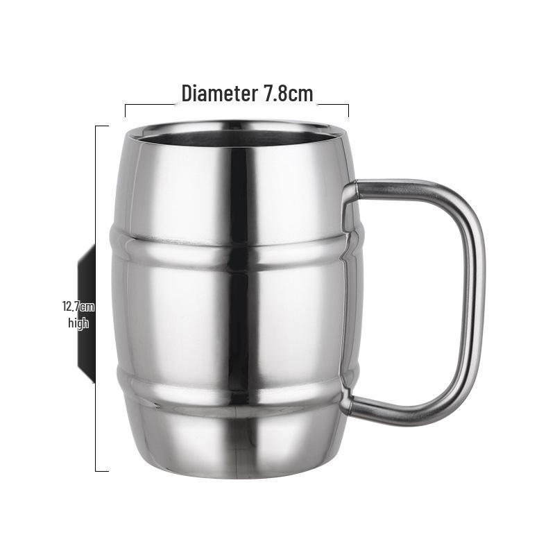 Double-Layer 304 Stainless Steel Mug: Pilsner, Milk, Coffee, Tea, or Kids' Drink with Handle