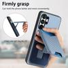 Business Magnetic Carbon Fibre Vertical Cards Solt Wallet Case For Samsung S25 Ultra S24 Plus S23 A17 A07 Kickstand Cover