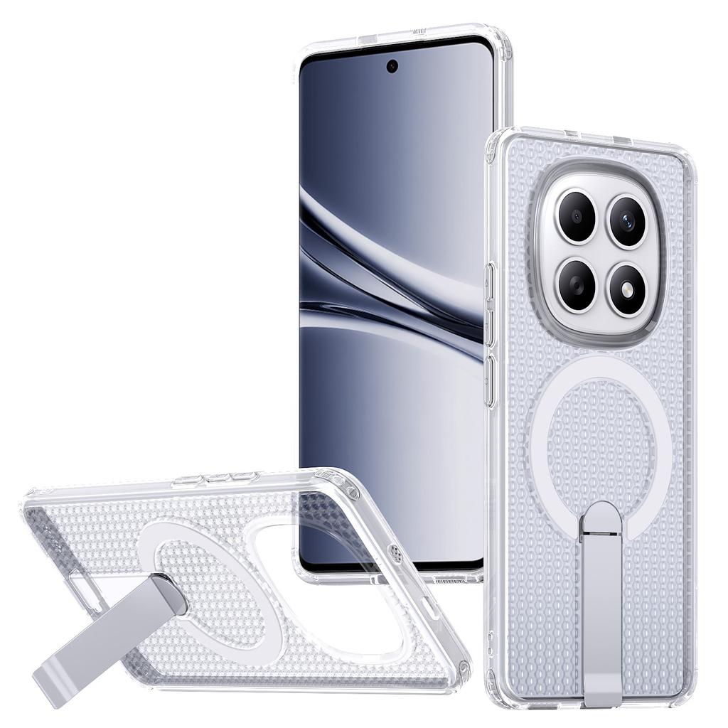For Xiaomi Redmi Note 15 5G (Global) / Poco M8 5G Magnetic Case Kickstand Grid Texture TPU PC Phone Back Cover