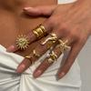 DIEZI Different Style Punk Retro Imitation Pearl Starfish Flower Knuckle Rings For Women Vintage Fashion Joint Ring Jewelry