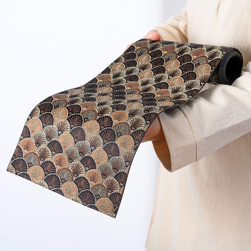 

Yunjin Table Runner Chinese Tea Zen Table Mat Rectangular Tea Mat Silks and Satins Cloth Vintage Dining Table Cotton and Linen Waterproof Zen Deep Curry Brocade Fabric 21*47cm