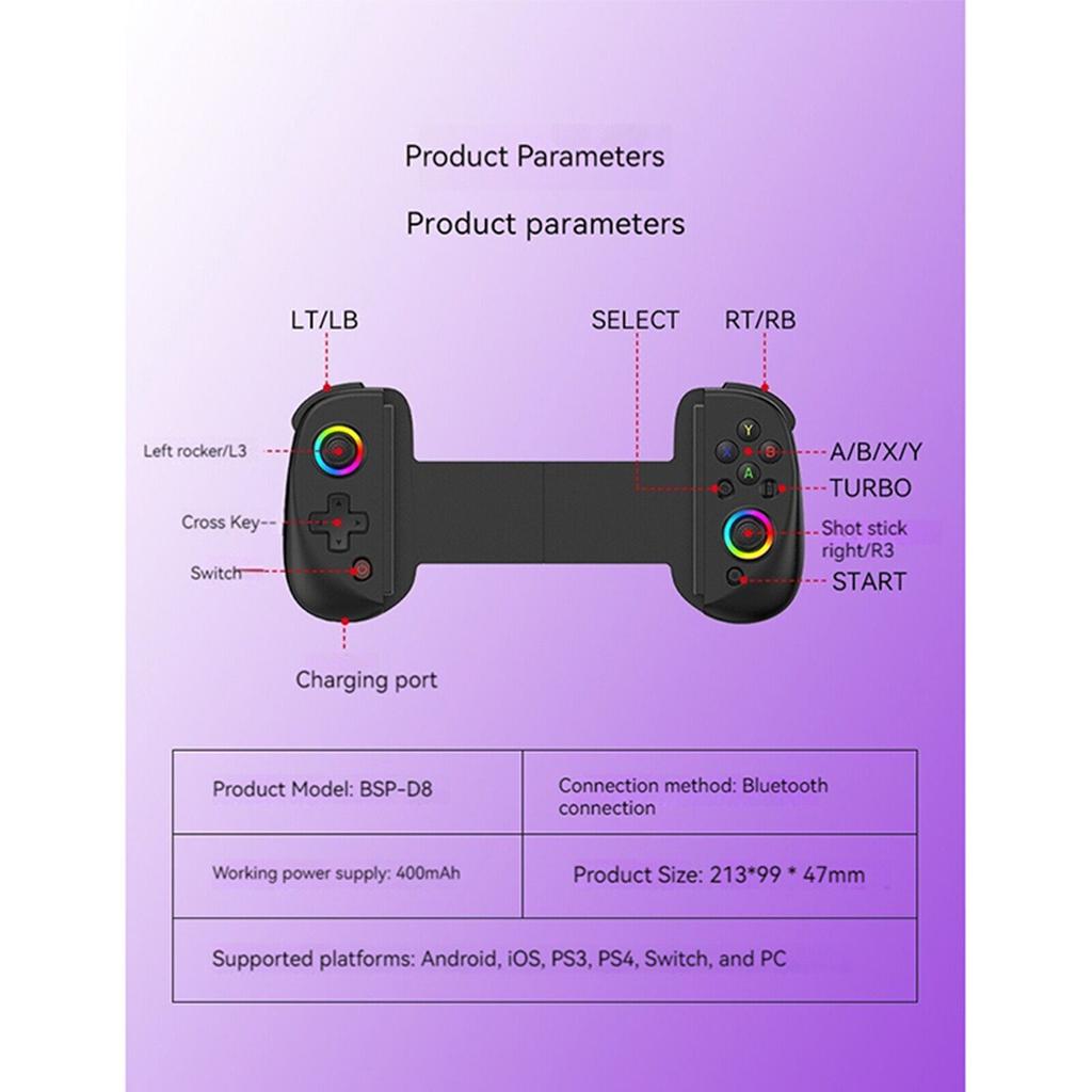 Wireless-Controller mit Dual-Vibration-Gamepad mit Griff für Switch/Android/IOS/PS3/PS4/Win10-PC