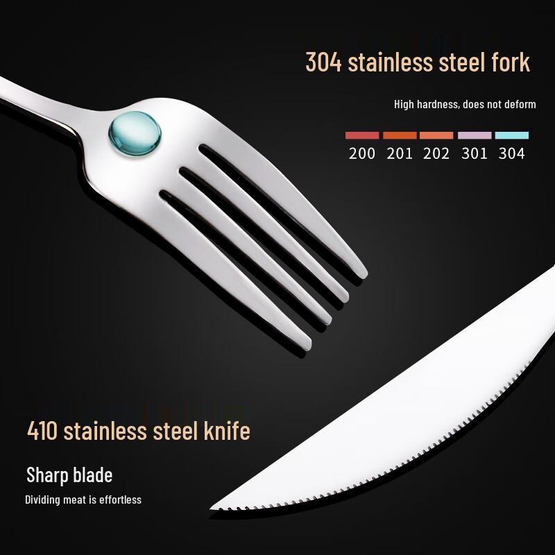 Extended Thickened Stainless Steel Dinner Knife & Fork Set