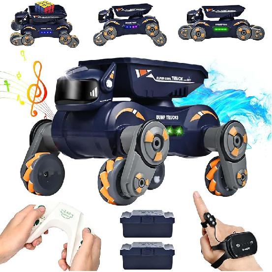 Robot Dog Toys for Boys Girls, Remote Control Car for Kids Ages 5-7, Rechargeable RC Car Stunt Kids Toys with Light Music Gesture Sensing RC Trucks оранжевый