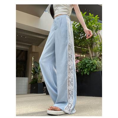 Splicing Wide-leg Pants Women's Summer High-waisted Thin Quick-drying Pants Casual Suit Pants