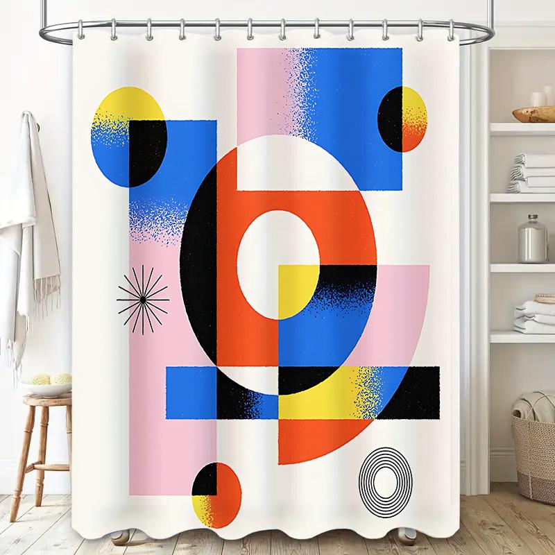 

Abstract Geometric Shower Curtain For Bathroom - Modern Art Design With Vibrant Colors And Unique Patterns Waterproof Polyester 90X180cm(35x70in)