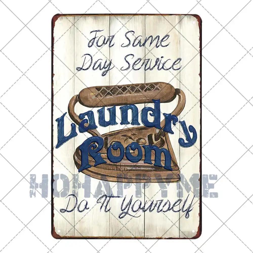 Segni Targa Retro per Lavanderia Segno Pittura su Latta Vasca Idromassaggio Bagno Metallo Poster Adesivi Murali Vintage Decorazione Casa Piatti 20x30cm