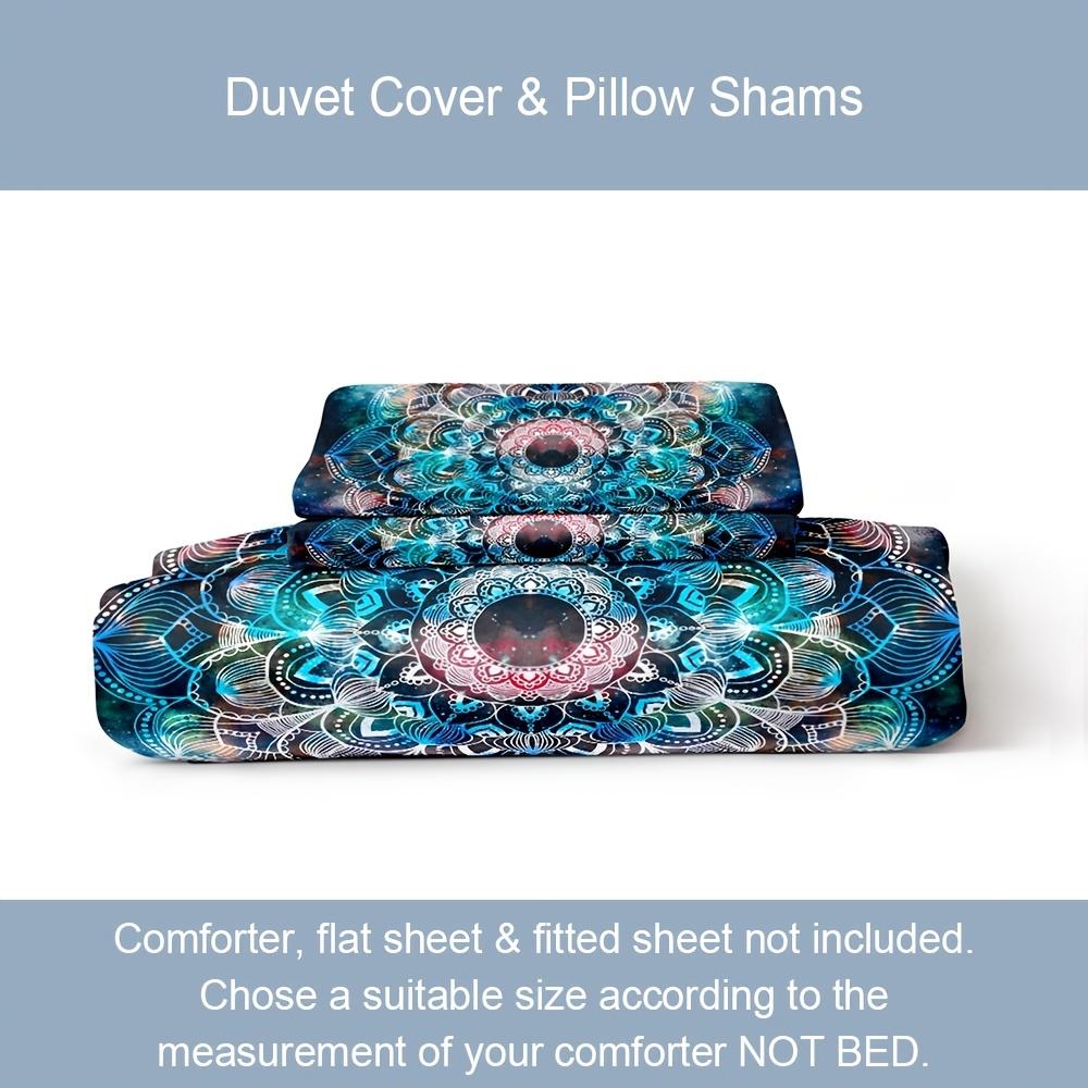 3Pcs Soft Galaxy Mandala Flower Duvet Cover Set - Stylish Ramadan Guest Room Bedding With 1Pc Duvet Cover And 2Pcs Pillowcases