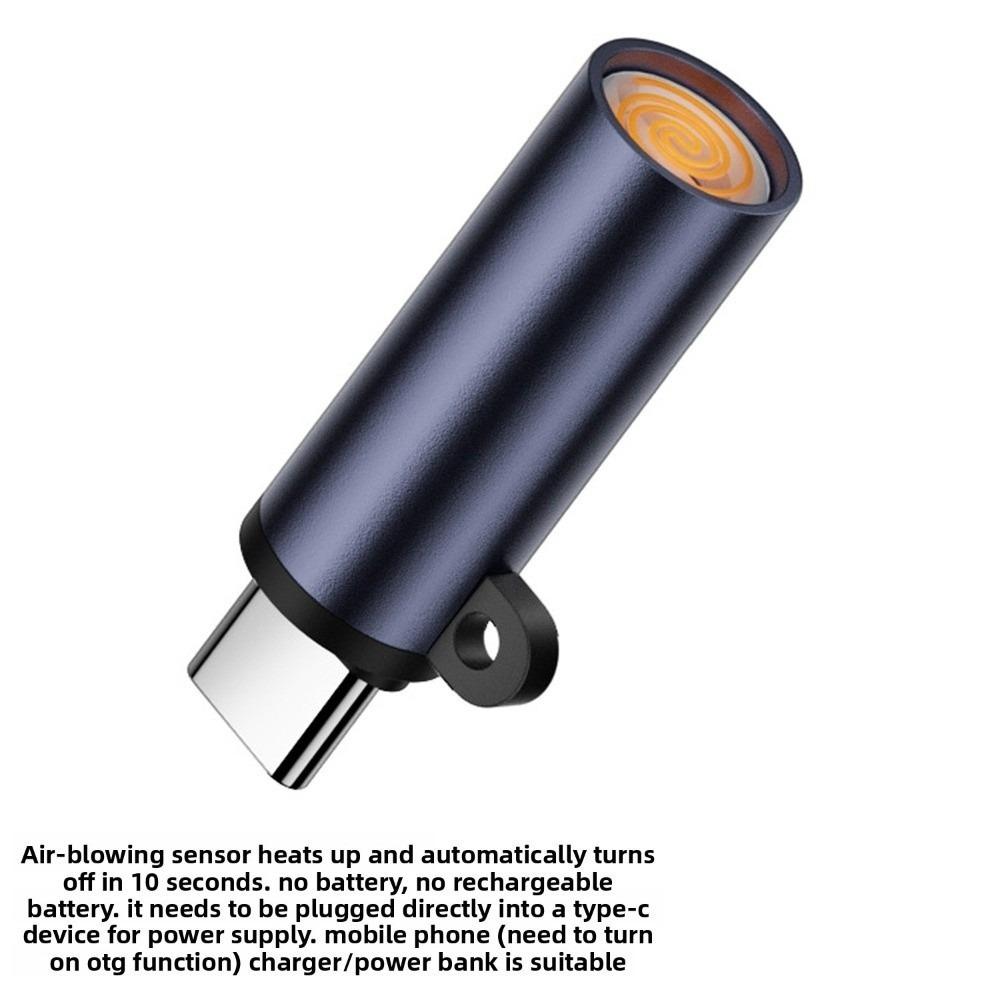 Flameless Type-C Cigarette Lighter Windproof No Need Charging Portable USB-C Lighter Safe Electric Blowing Air Lighter