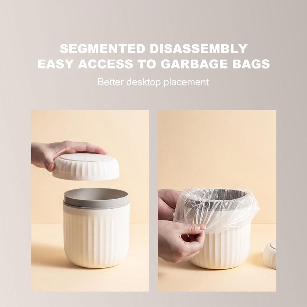 Coș de gunoi mini de lux și ușoară cu capac presat pentru chiuveta de baie, masă de machiaj, dulap interior, coș de gunoi dulap