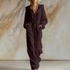 Women's Casual Corduroy Hooded Zip-Up Jumpsuit with Long Sleeves and Loose Fit for Fall and Winter