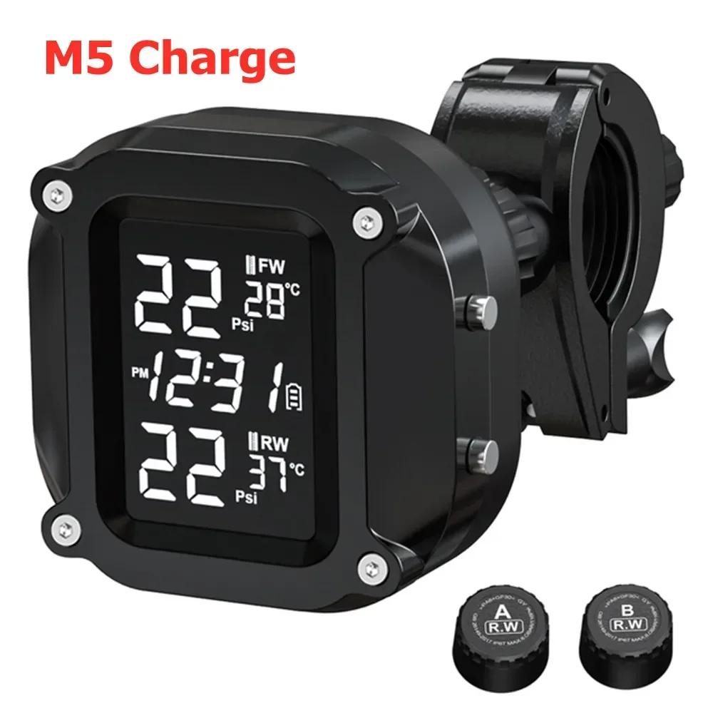 

Solar Charging TPMS Motorcycle Tire Pressure Sensors Motorbike Tire Pressure Monitoring System Tyre Temperature Alarm System M5 Charge