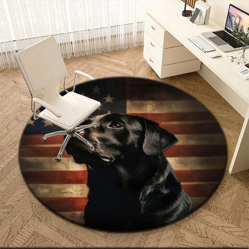 1pc American flag patriotic pet Round carpet Painted Printed circular carpet, home door mat, outdoor travel protection carpet