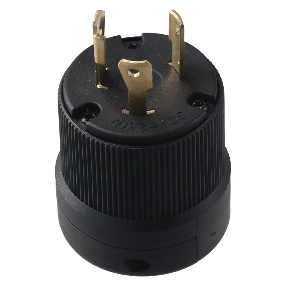 Black Locking Male Plug Polycarbonate Power Inlet Durable Generator Plug  Diesel Generators