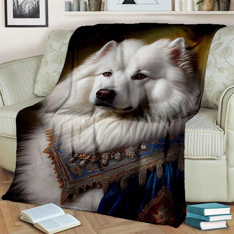 Cute Dog Husky, Samoye, Chihuahua, Koki Pomeranian Cartoon Blanket,Soft Throw Blanket for Home Bedroom Sofa Cover Blanket Kids