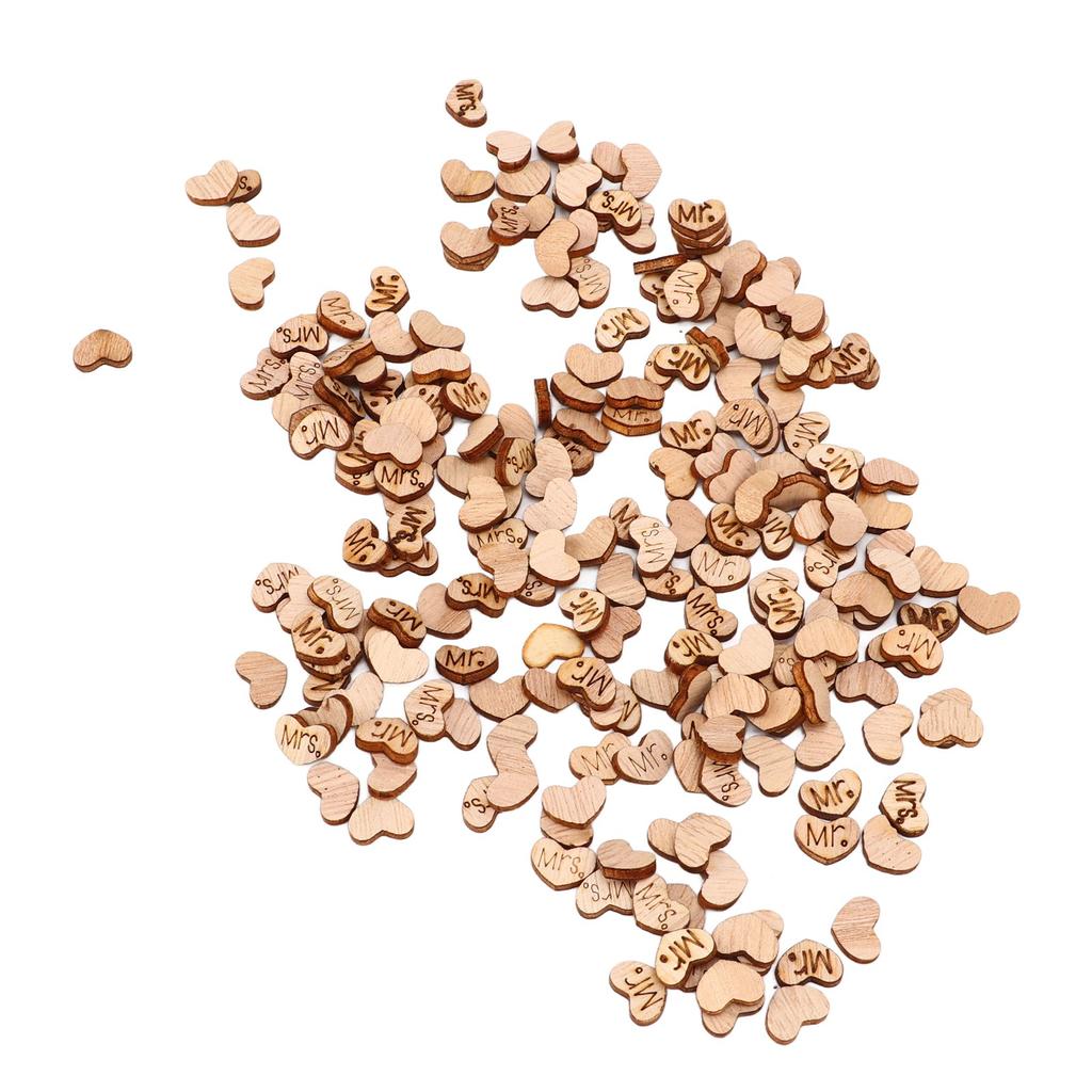 1000Pcs Wooden Love Hearts Confetti Well Polished Deformation Resistance Mr Mrs Lettering Wood