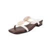 Fashion New women's genuine leather, cowhide, imitation jade accessories, low heels, exposed toes, comfortable fashion slippers