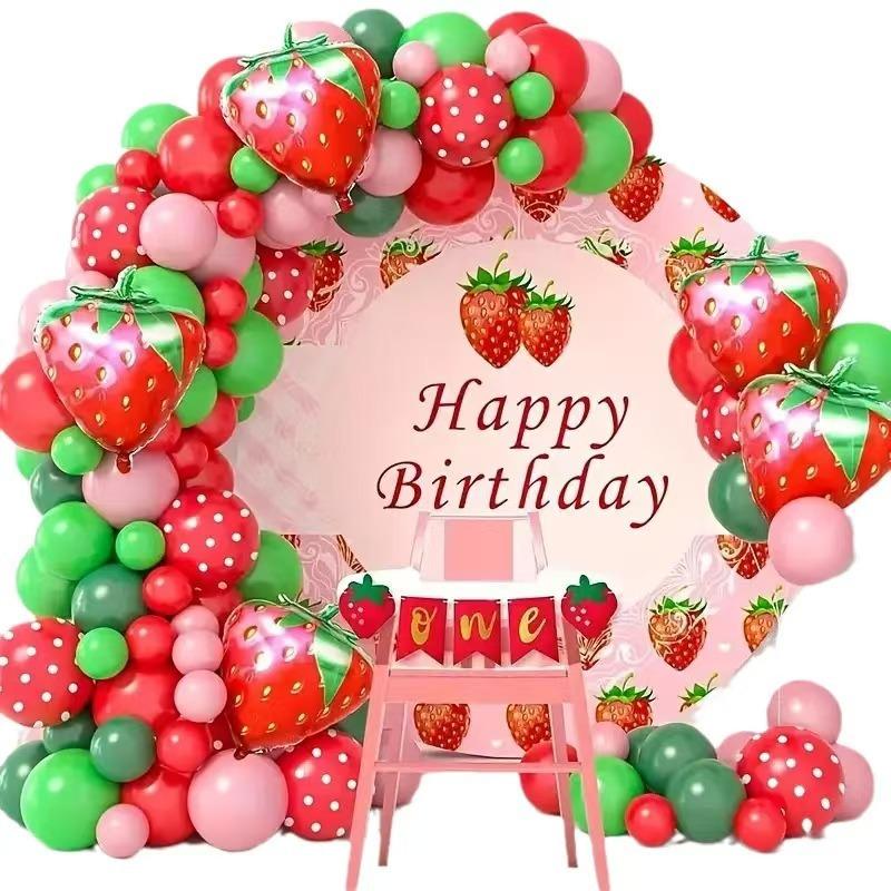 Fruit Themed Strawberry Balloon Set Arch Children'S Birthday Party Decorations