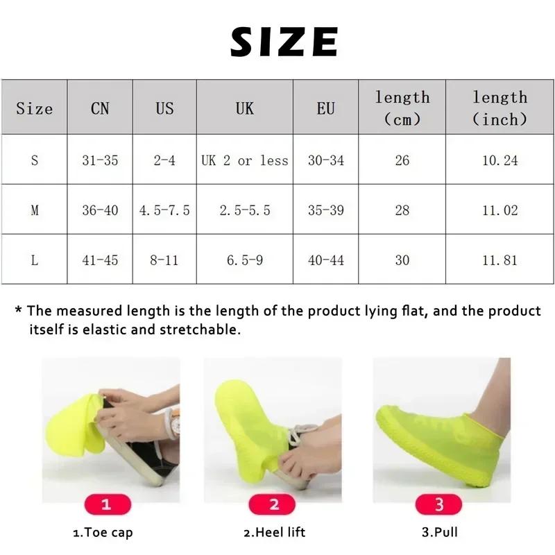 Waterproof Shoes Covers Rain Boots Rain Shoe Protector Reusable Walk Outdoor Water Proof Shoe Footwear Gear. Silica Gel Home