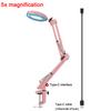 Professional 5X Magnifier Lamp with LED Light, 5 Color Modes & Dimmer, USB Powered, Adjustable Metal Arm & Clamp for Precision W