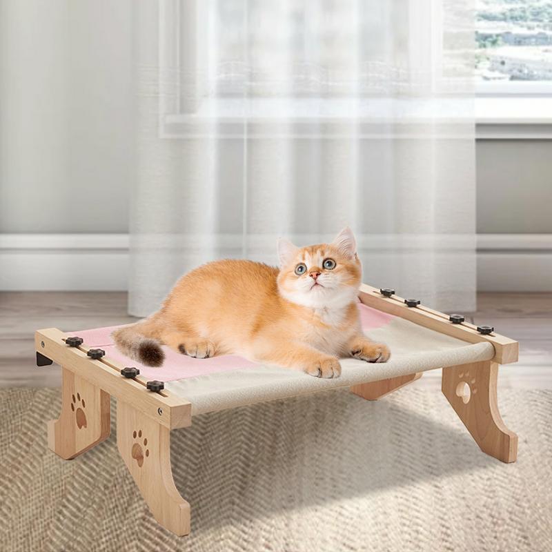Cat Perch For Indoor Cats Wooden Cat Resting Lounger Adjustable Cat Windowsill Nest Cat Hammock Seat With Cushioned Bed Cover