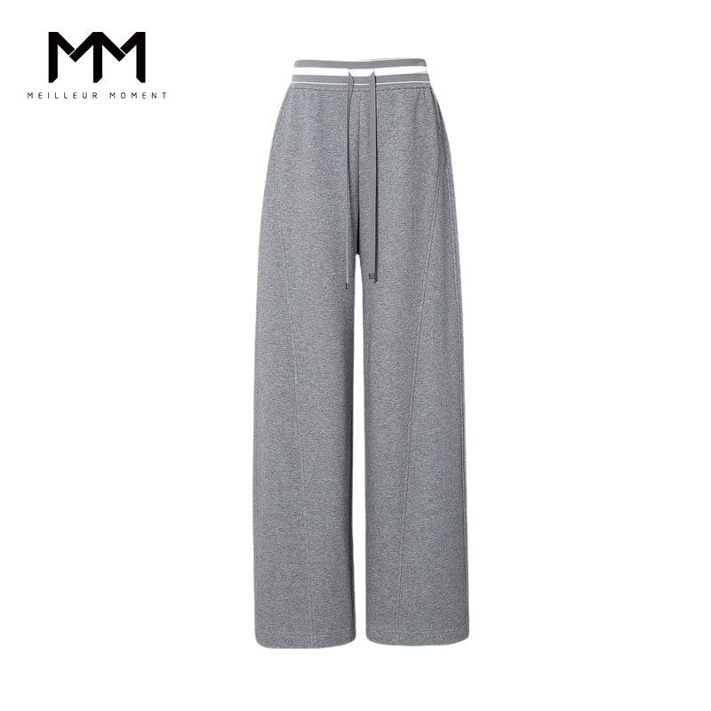 Curved Leg Wheat Pants - Draping Gray, Casual Spring Style S