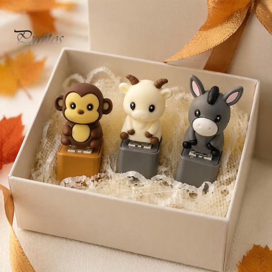 Tactile Feedback Office Desk Toy Animal Keyboard Fidget with Light Sound, Rechargeable Cow Goat Stress Relieving Gadget Monkey Pigeon Finger Clicker,